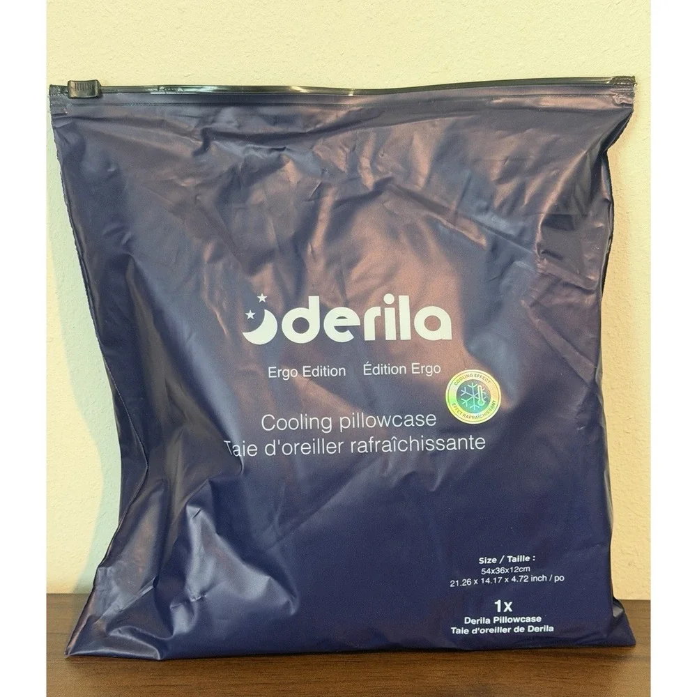 Derila Cooling Pillow Cover Ergo Edition 21.26 x 14.17 x 4.7 Blue Pillowcase New